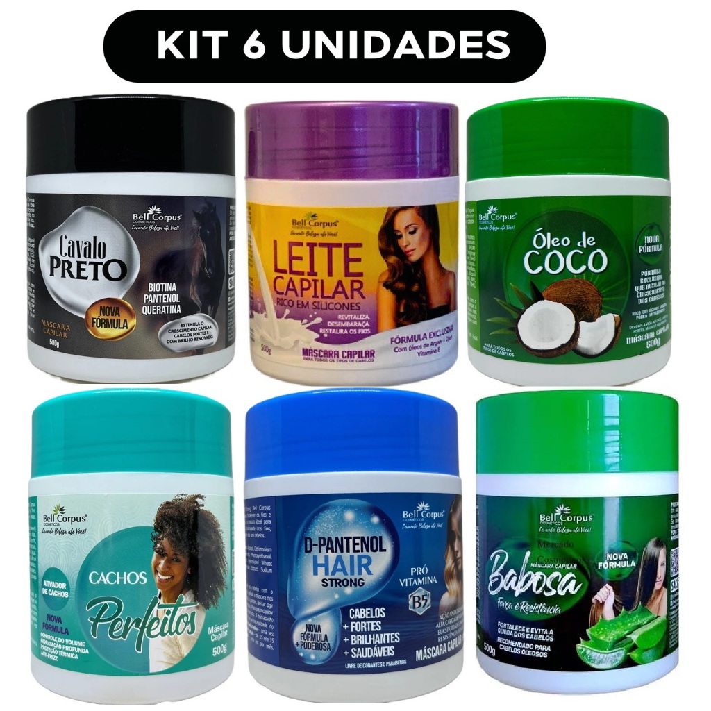 KIT 6 UND - MASCARA CAPILAR BELL CORPUS 500g em Oferta na Shopee