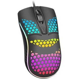 Mouse Óptico Com Fio Usb RGB Rosa Para Computador Notebook
