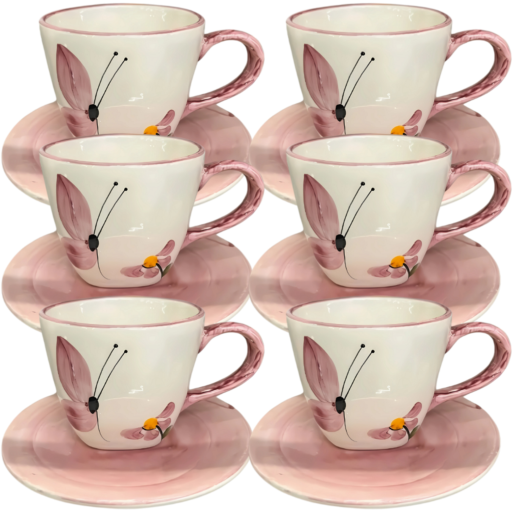 Xicaras para Café ou Chá Grande de 200ml em Cerâmica Pintado a Mão