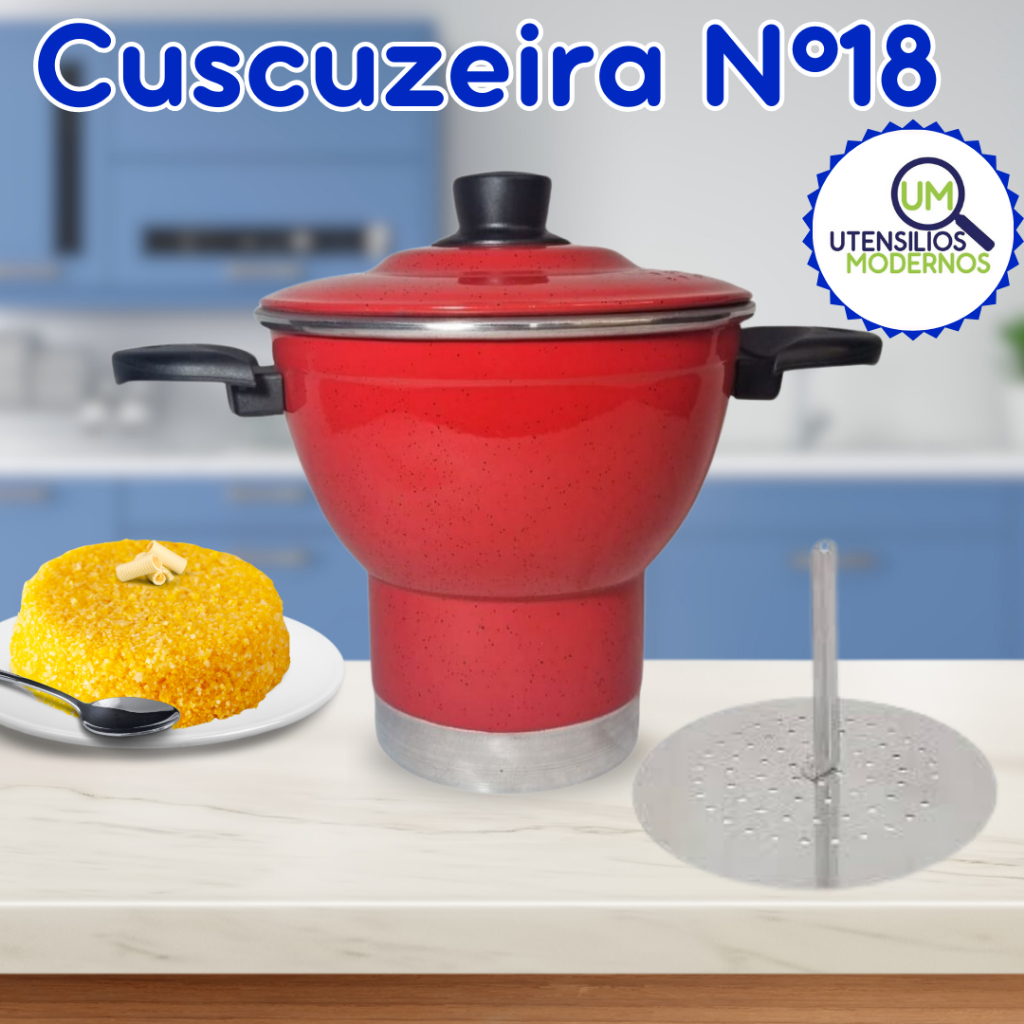 Cuscuzeira Grande  Vermelho nº 18 Panela Cuscuzeiro Nordestino Cuscuzeiro de Aluminio Color