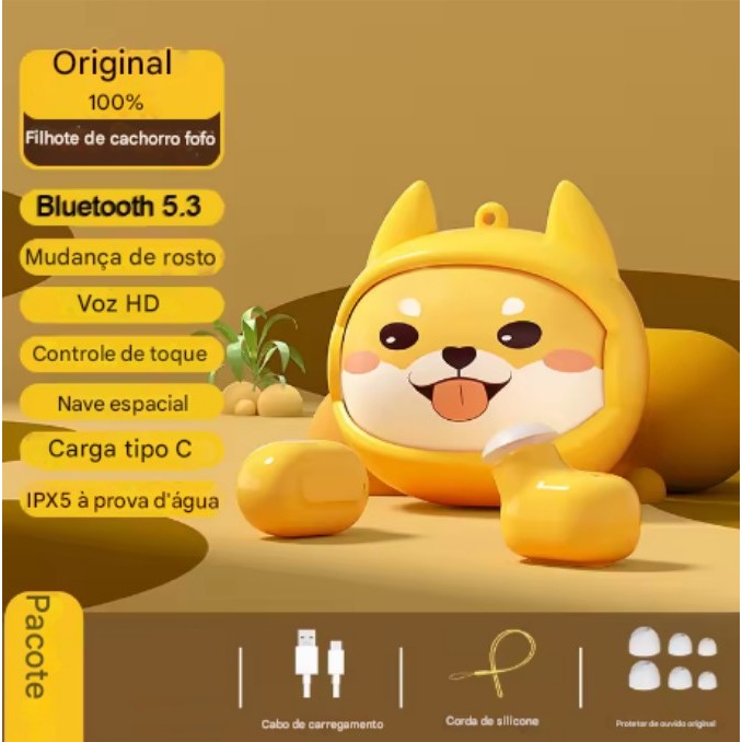 Fone Bluetooth com Diferentes 4 Rostos de Animal Diferentes/IT Blue LE-2437/3 Cores Diferentes 🐶 em Oferta na Shopee