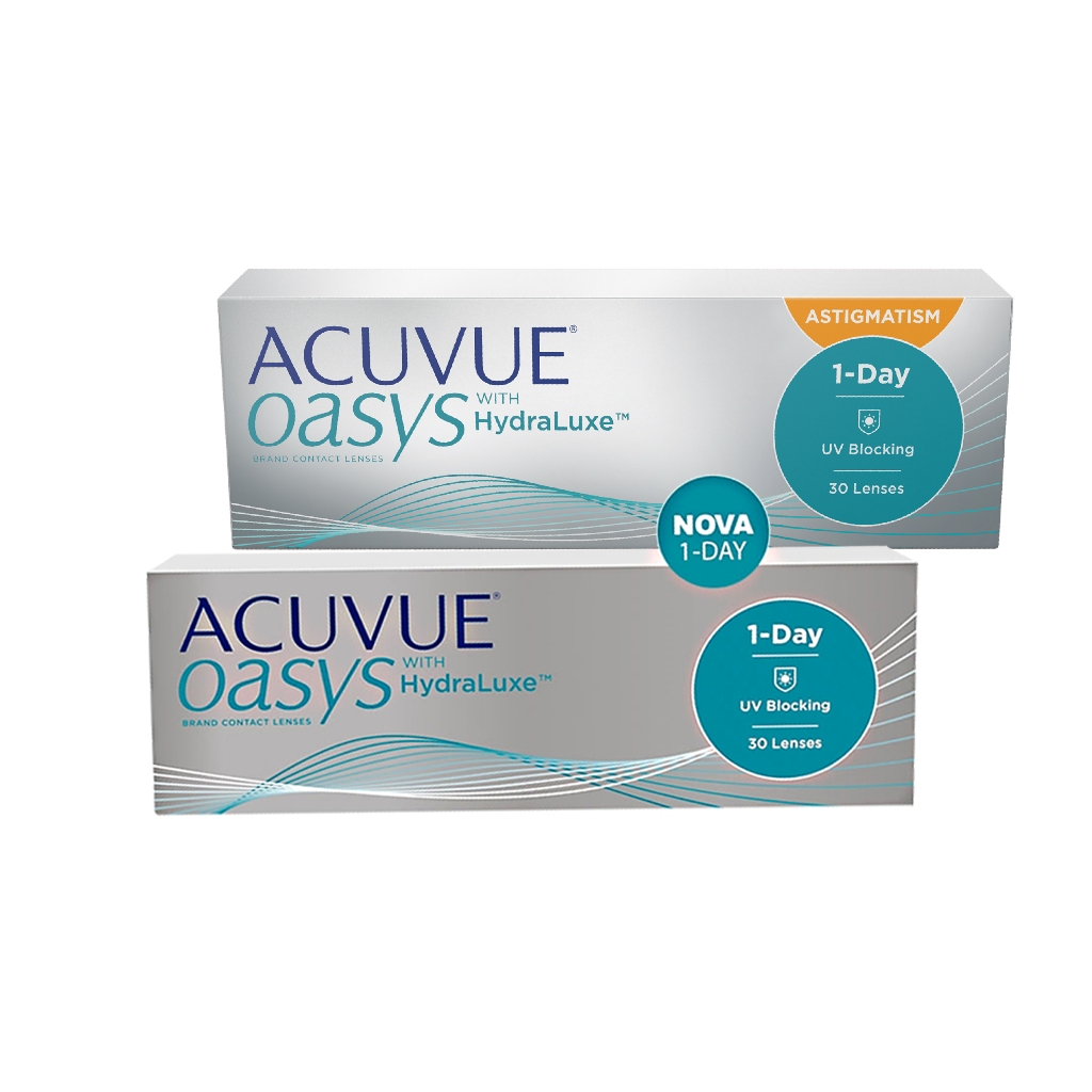 Lentes de contato Acuvue Oasys 1-Day - 01 Caixa Astigmatismo + 01 Caixa Miopia em Oferta na Shopee