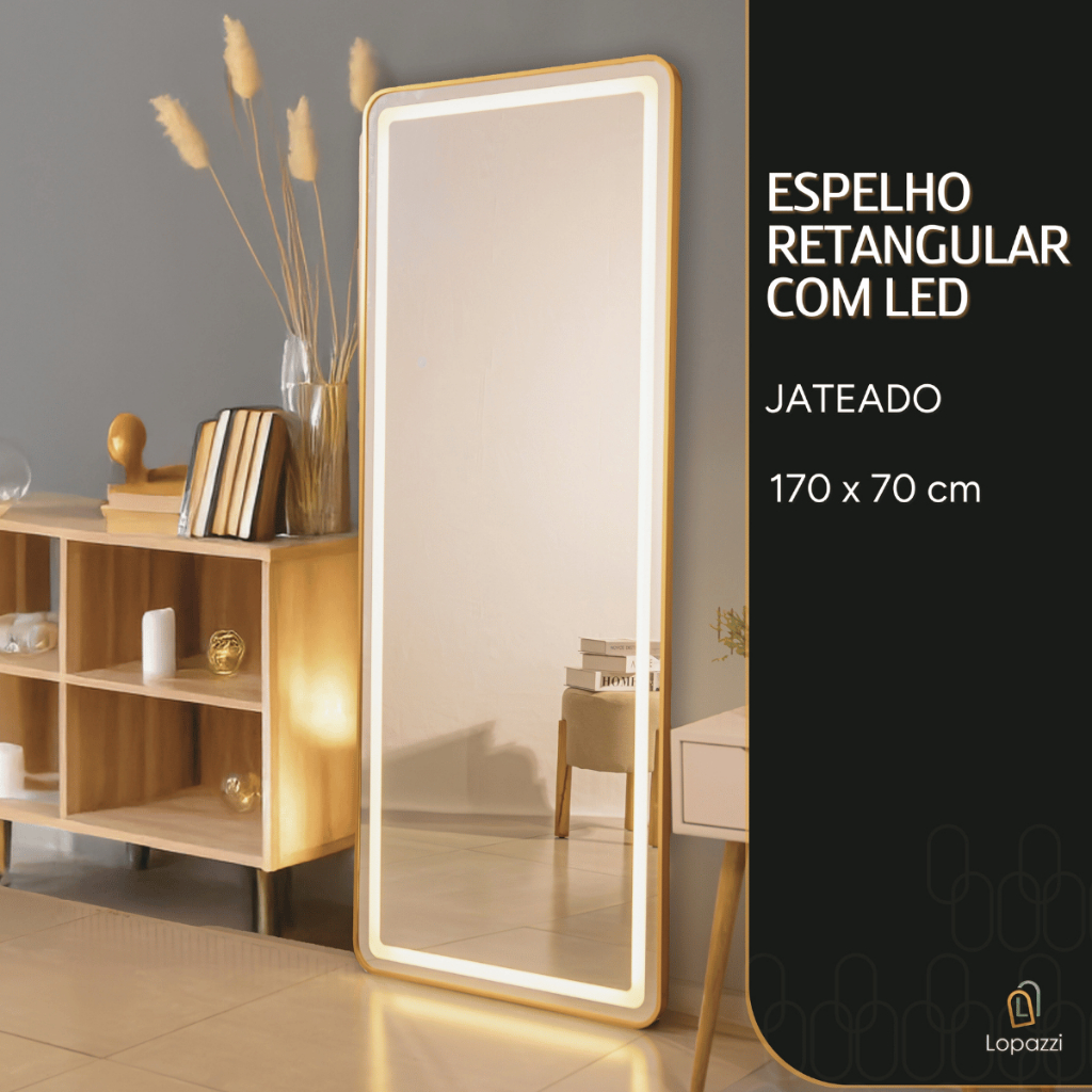 Espelho Retangular Led Moldura Corpo Inteiro 170x70 Quarto