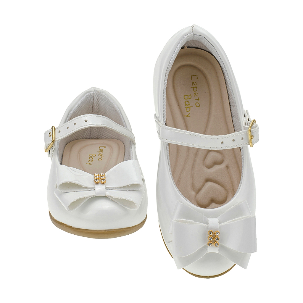 sapatilha infantil feminina menina sapatinho batizado e festas, confortável branco e rosa