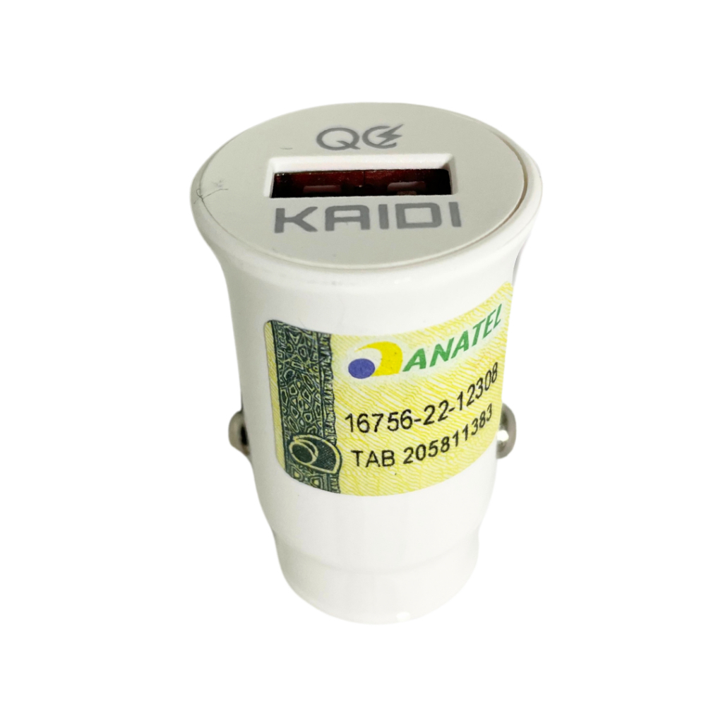 Carregador Veicular Turbo 18W Carregamento Rápido KAIDI KD - 501A