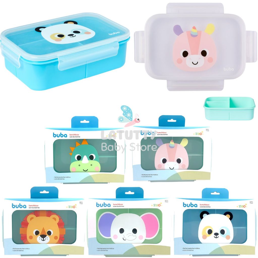 Lunchbox Buba Potinho com Divisórias Lançamento Buba Fechamento Hermético Antivazamento Marmita Lanche Bubazoo
