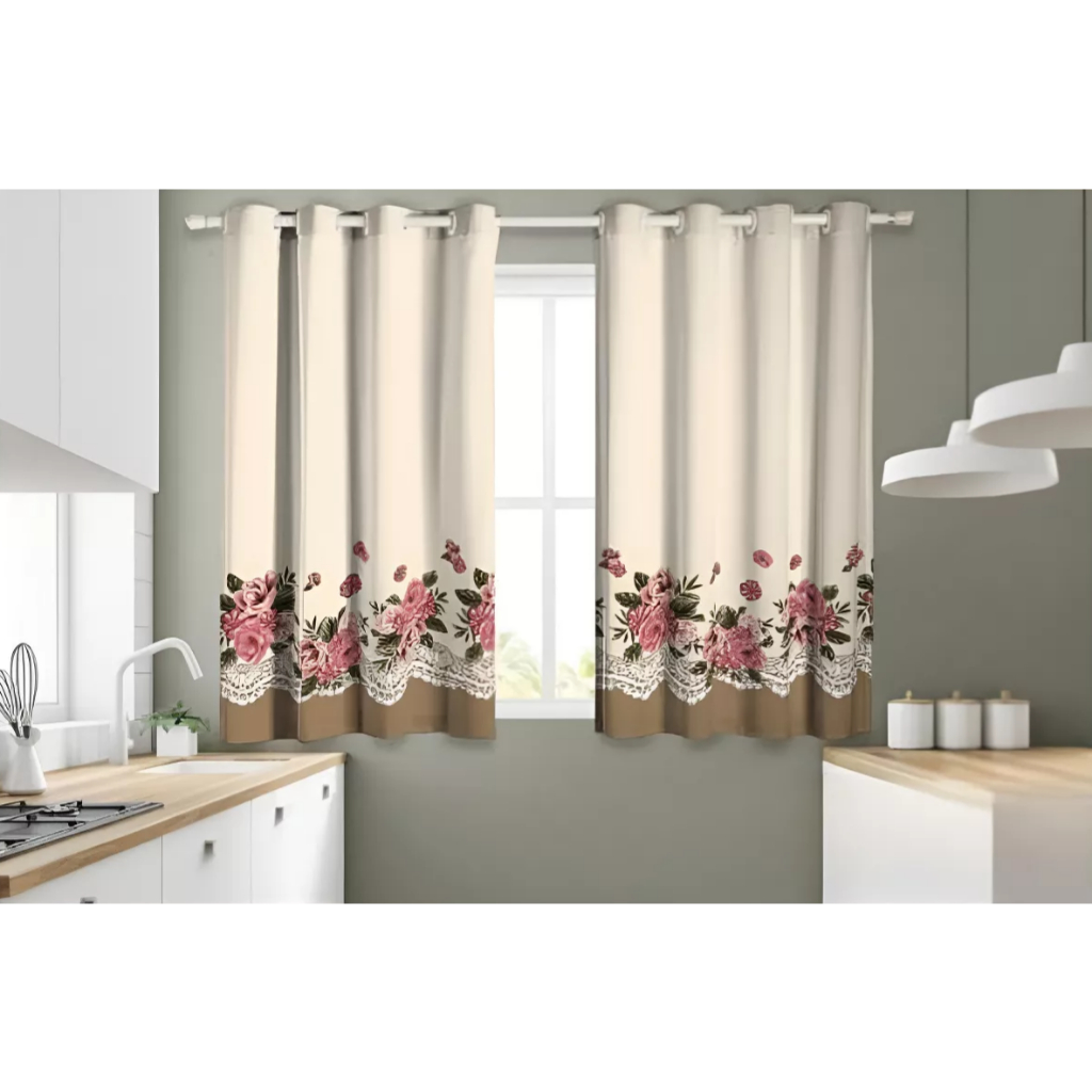 Cortina De Cozinha Gorgurinho 3,00 X 1,50 Estampa Floral Rose