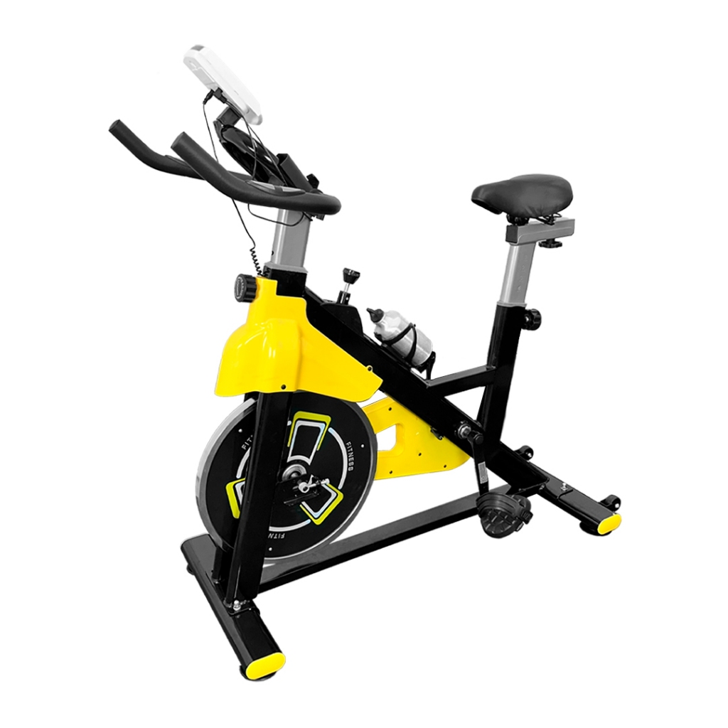 Bicicleta Spinning Profissional Premium Exercícios Liftness Roda De Inercia 10kg Preto E Amarelo