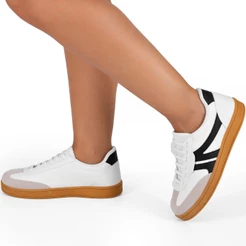 Tênis Feminino Lumiss Elástico Confortável Blogueira Casual Branco