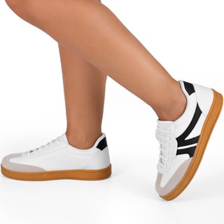 Tênis Feminino Lumiss Elástico Confortável Blogueira Casual Branco