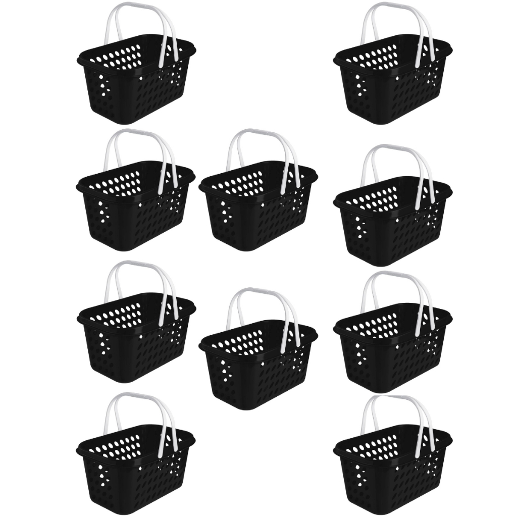 Kit 10 Cestas Plásticas Supermercado 3L Cestinha Compras com Alça - Usual Utilidades