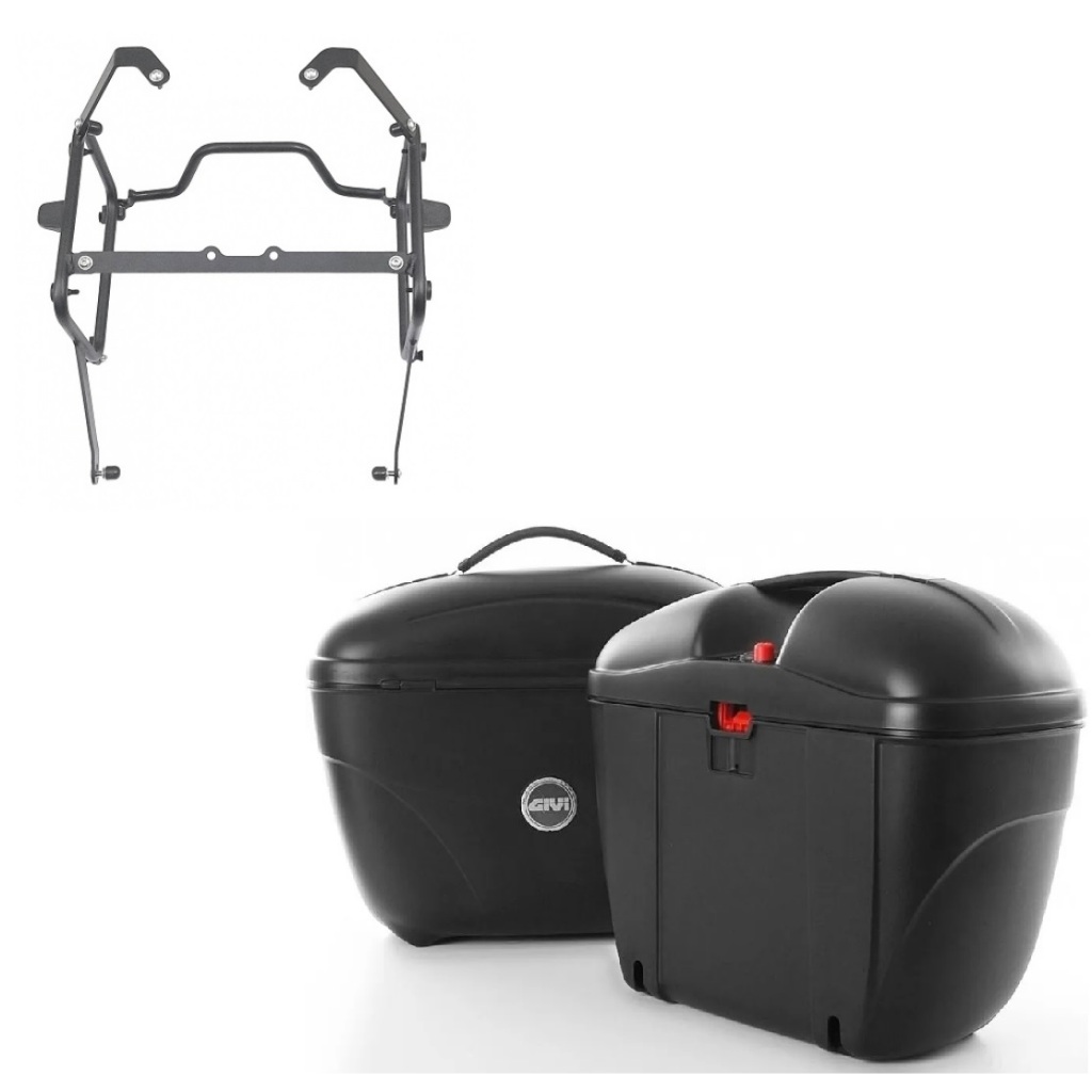 Suporte lateral Chapam + par bau Givi E21N 21 Litros - Zontes T 310/ T 350 / T 350X