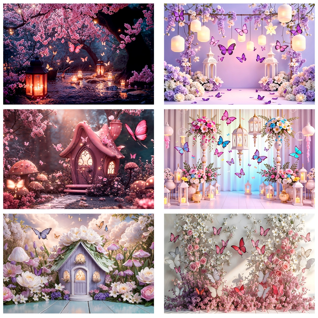 Fundo Fotográfico Borboletas Jardim Encantado Tecido Sublimado 3d em Oferta na Shopee