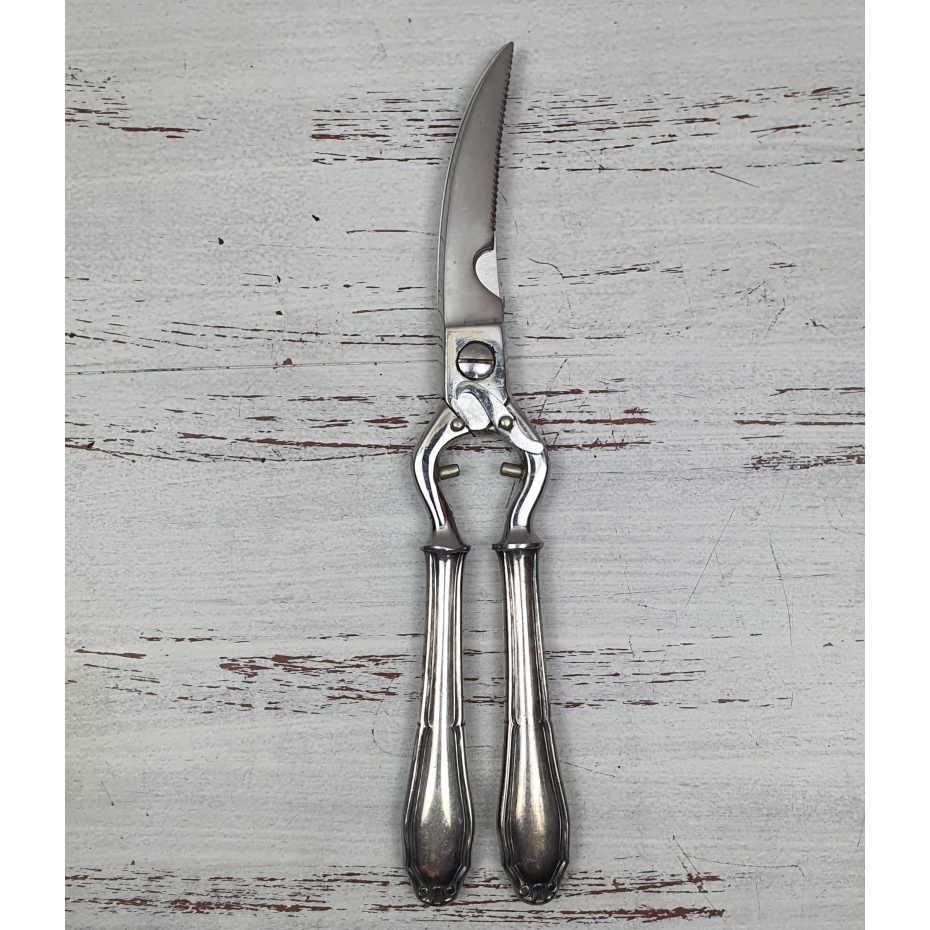 antigo vintage eberle destrinchador de carnes inox cabo prata