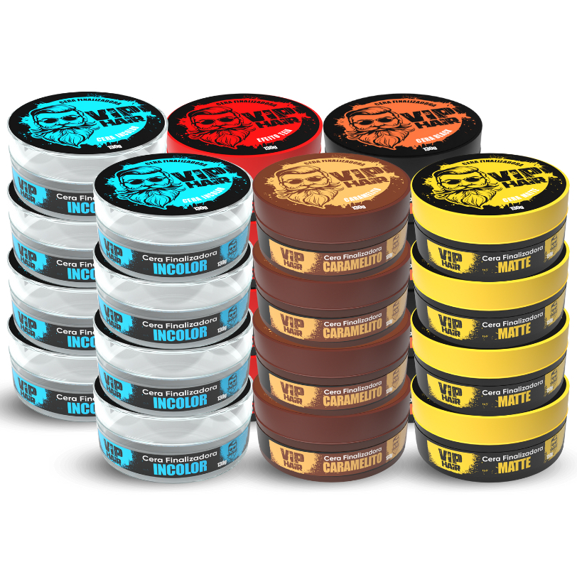 Kit 24 Cera Pomada Modeladora Finalizadora 130g Vip Hair Barber Shop Barba Cabelo Bigode em Oferta na Shopee