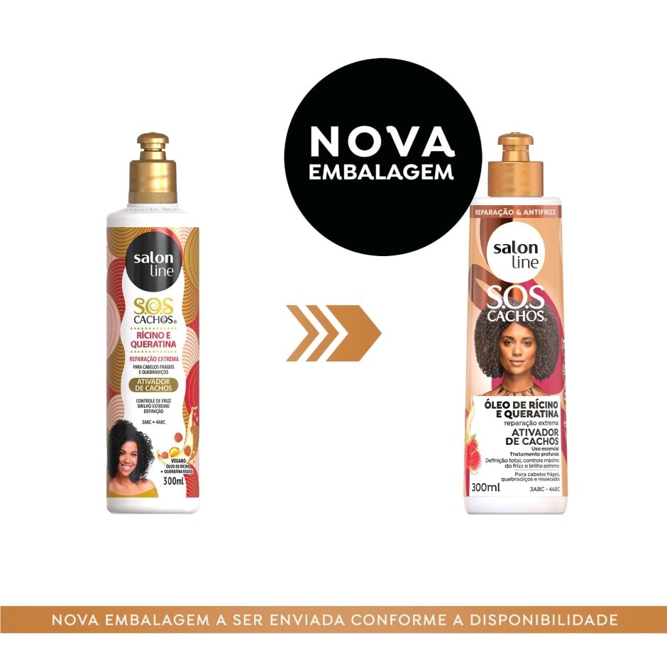 Ativador de Cachos SOS Cachos Rícino e Queratina 300ml - Salon Line