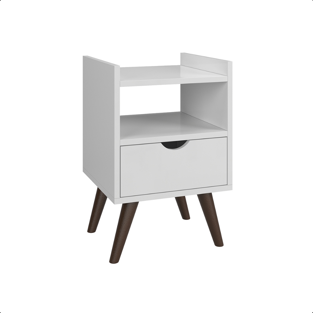 Mesa de Cabeceira Nicho Quarto Casal Decoração Retro Palmar 1 gaveta