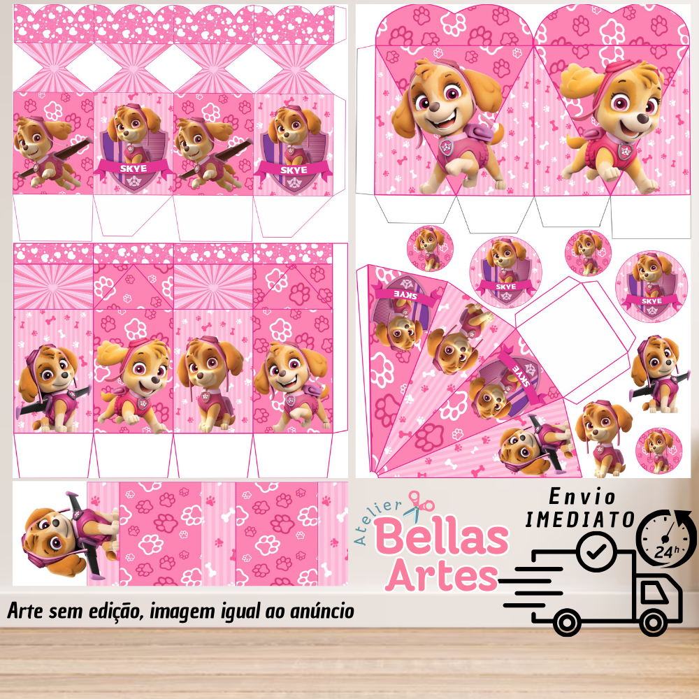 KIT LEMBRANCINHAS SKYE PATRULHA CANINA COM 80/160 ITENS  (sem nome) - ENVIO 24H em Oferta na Shopee