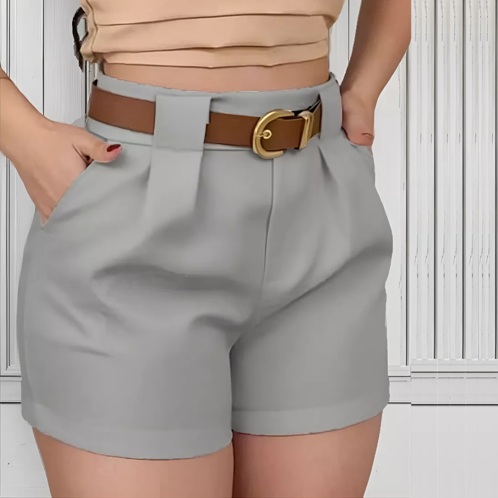 Short Alfaiataria Feminino Bermuda Alfaiataria Feminino Com Cinto Cintura Alta