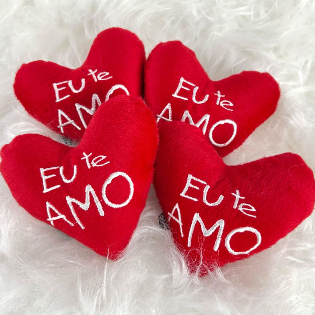 Combo 4 Corações De Pelúcia Presente Para Namorados Cestas 13cm x 12cm