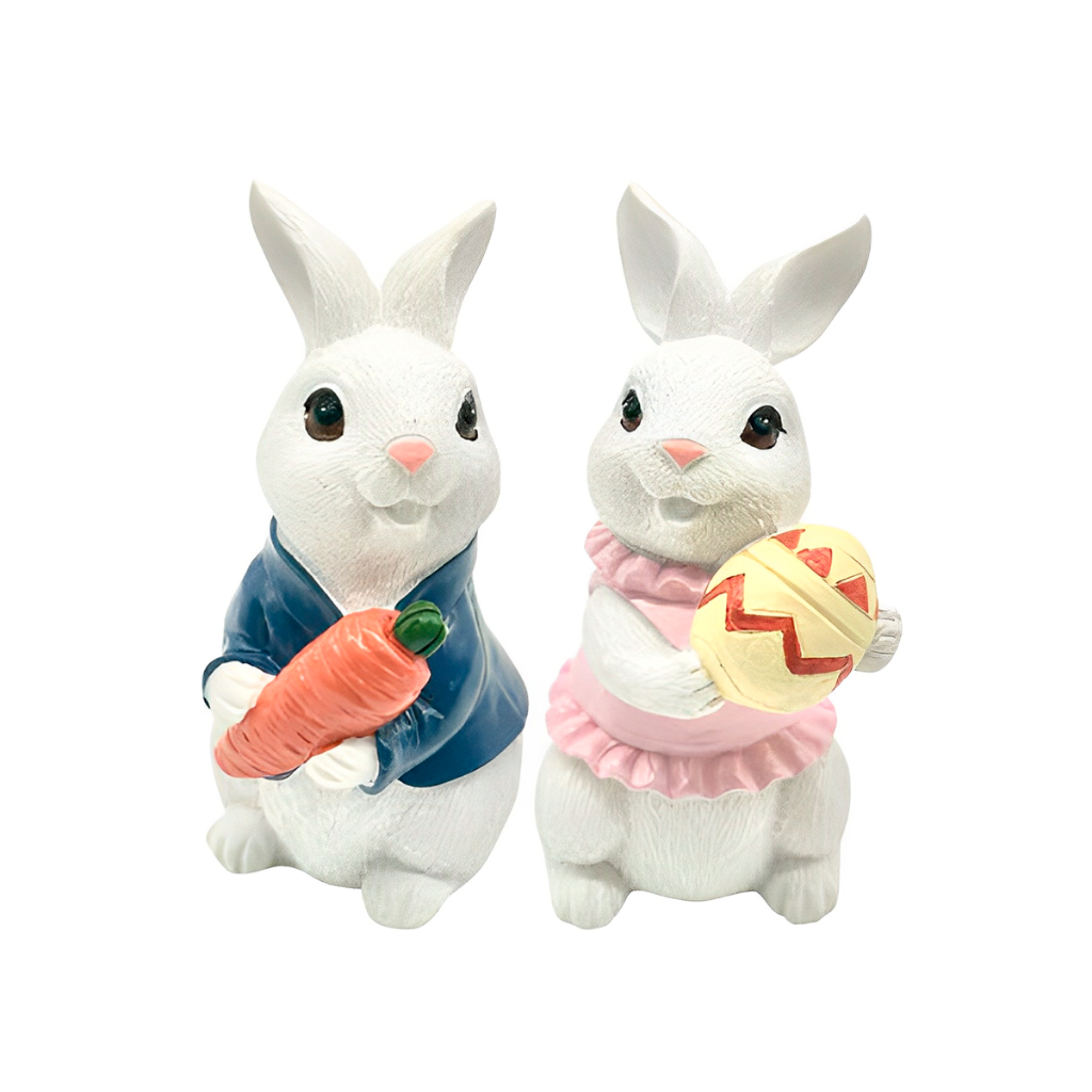 Kit 2 Peças Casal de Coelhos Páscoa Decoração Enfeite Em Resina em Oferta na Shopee