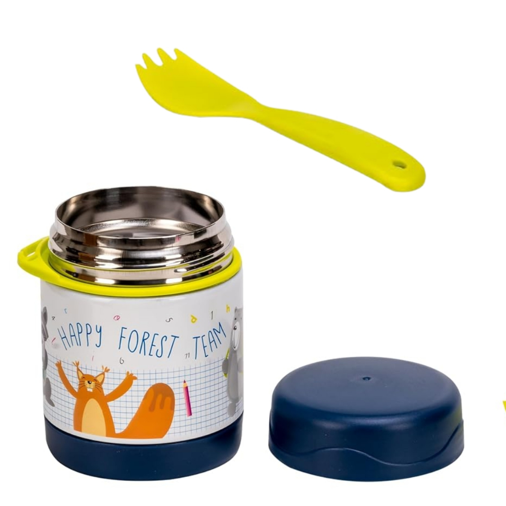 Pote Térmico Infantil Marmita Tampa Hermética 300 ML Com Talher Lancheira Mantém Quente e Frio