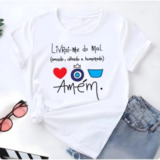 Blusa T-shirt Linda Camiseta Feminina Livrai-me Do Mal Amado Olhado e Humorado Camisa em Oferta na Shopee