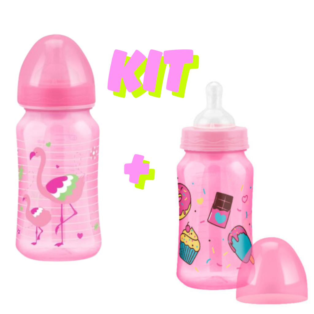 Kit 2 Mamadeiras 270ml Para Bebê Bico Super em Oferta na Shopee