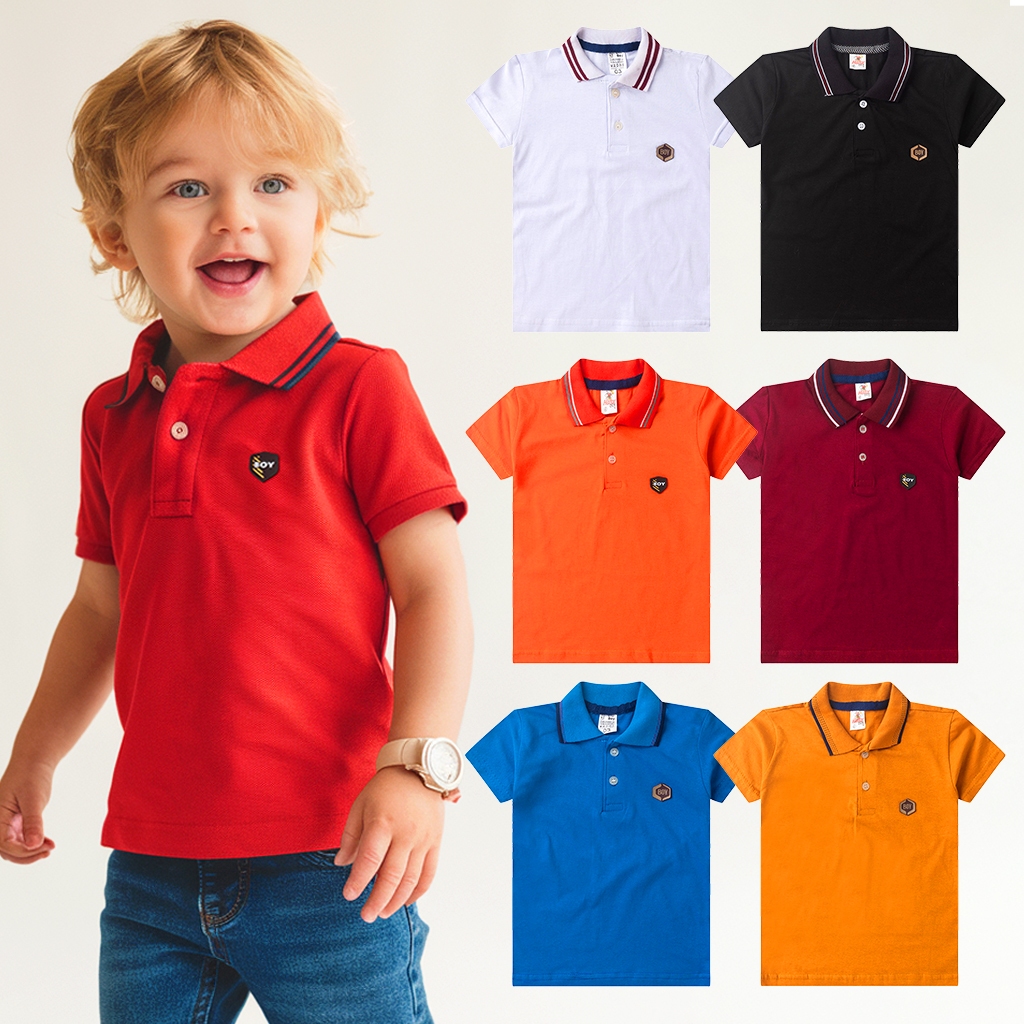 Camisa Polo Menino Infantil Sortida Manga Curta Verão