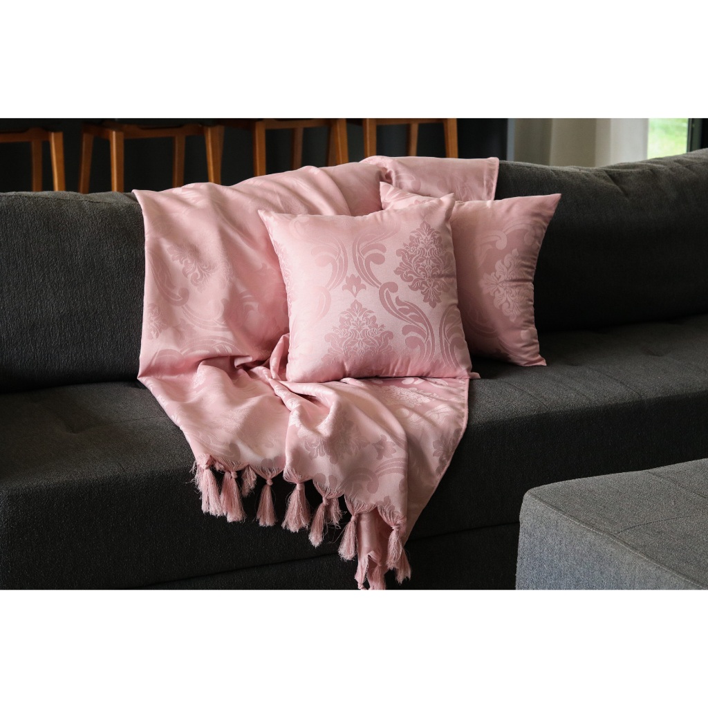 Xale manta para sofá Jaccard Xale Manta Decorativa 1,40x1,80 Protetora Poltrona Cama Luxo Rose