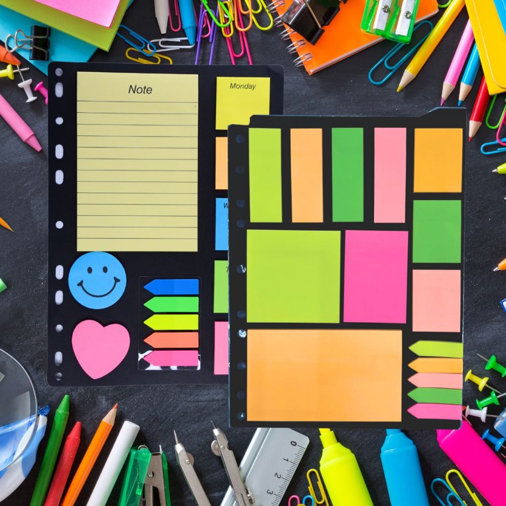 Conjunto de Recadinhos Adesivos Bloco de Notas Fichário Caderno Escolar Escritório em Oferta na Shopee