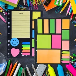 Conjunto de Recadinhos Adesivos Bloco de Notas Fichário Caderno Escolar Escritório
