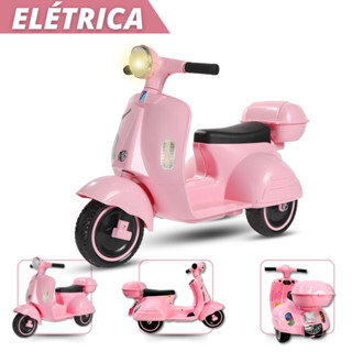 Moto Elétrica Infantil 6V Scooter Rosa Avespa Até 30Kg UniToys