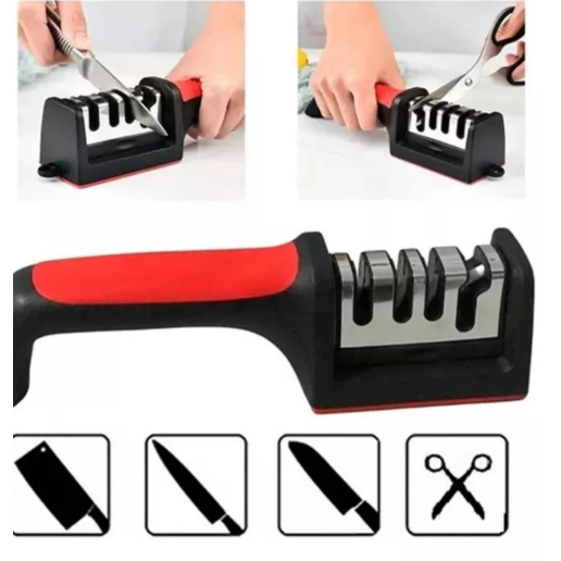 Imagem Kit 3 Amoladores de Facas e Tesouras Profissional com Base Emborrachada