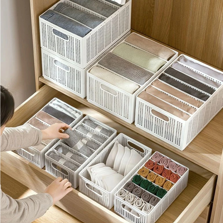 Organizador De Guarda-Roupa Dobrável Para Roupas E Calças Grande COM 3 DIVISORIAS em Oferta na Shopee