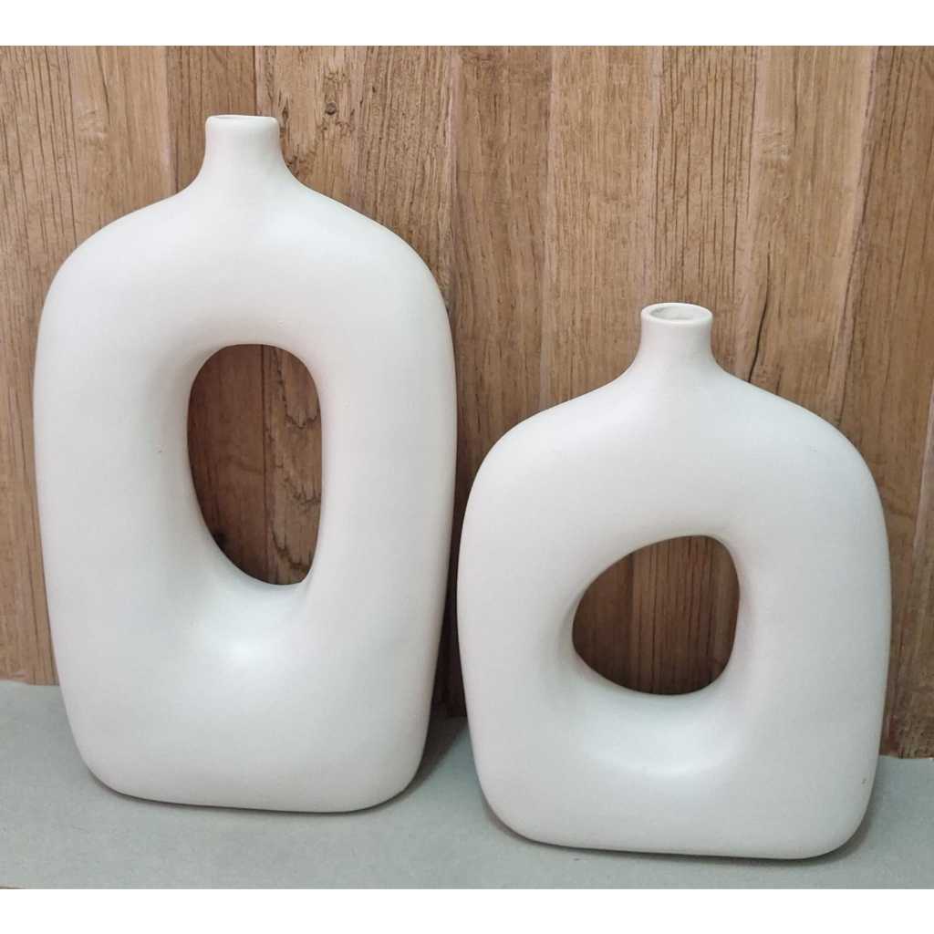 Kit Vaso Para Plantas Artificiais Decoração Sala Vaso Elegance em Cerâmica 2Peças