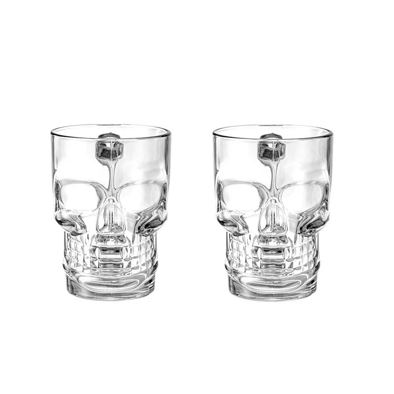 Caneca Caveira para cerveja  em Vidro 380 ml -  Dynasty - Kit 02 Peças