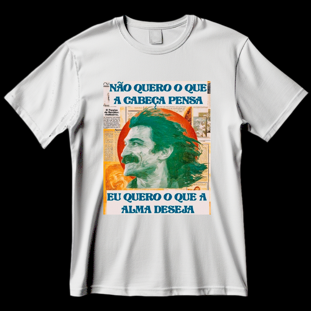 Camiseta Belchior Quero o Que a Alma Deseja Blusa Camisa de MPB 100% Algodão