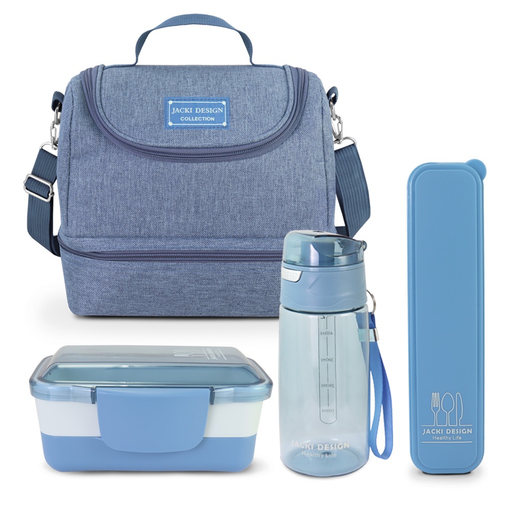 Kit Bolsa Térmica, Pote Marmita 950ml, Garrafa 550ml e Porta Talheres JOY