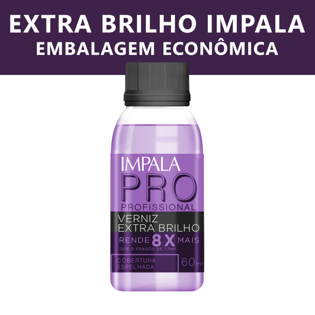 Extra Brilho Impala Verniz Cobertura Espelhada Profissional Grande 60ml para Unhas em Oferta na Shopee