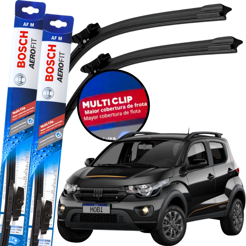 Par Palheta Limpador Parabrisa Original Bosch Multiclip Fiat Mobi 2021 à 2025