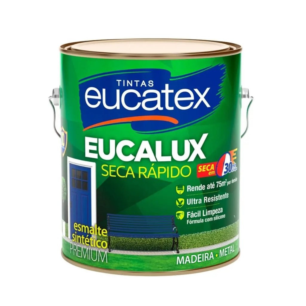 Esmalte sintético eucatex cor preto brilhante 900ml eucalux madeira e metal