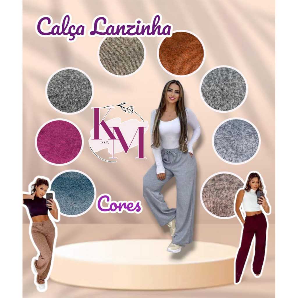 Pantalona calca Lanzinha Feminina Cintura Alta Com Bolso em Oferta na Shopee