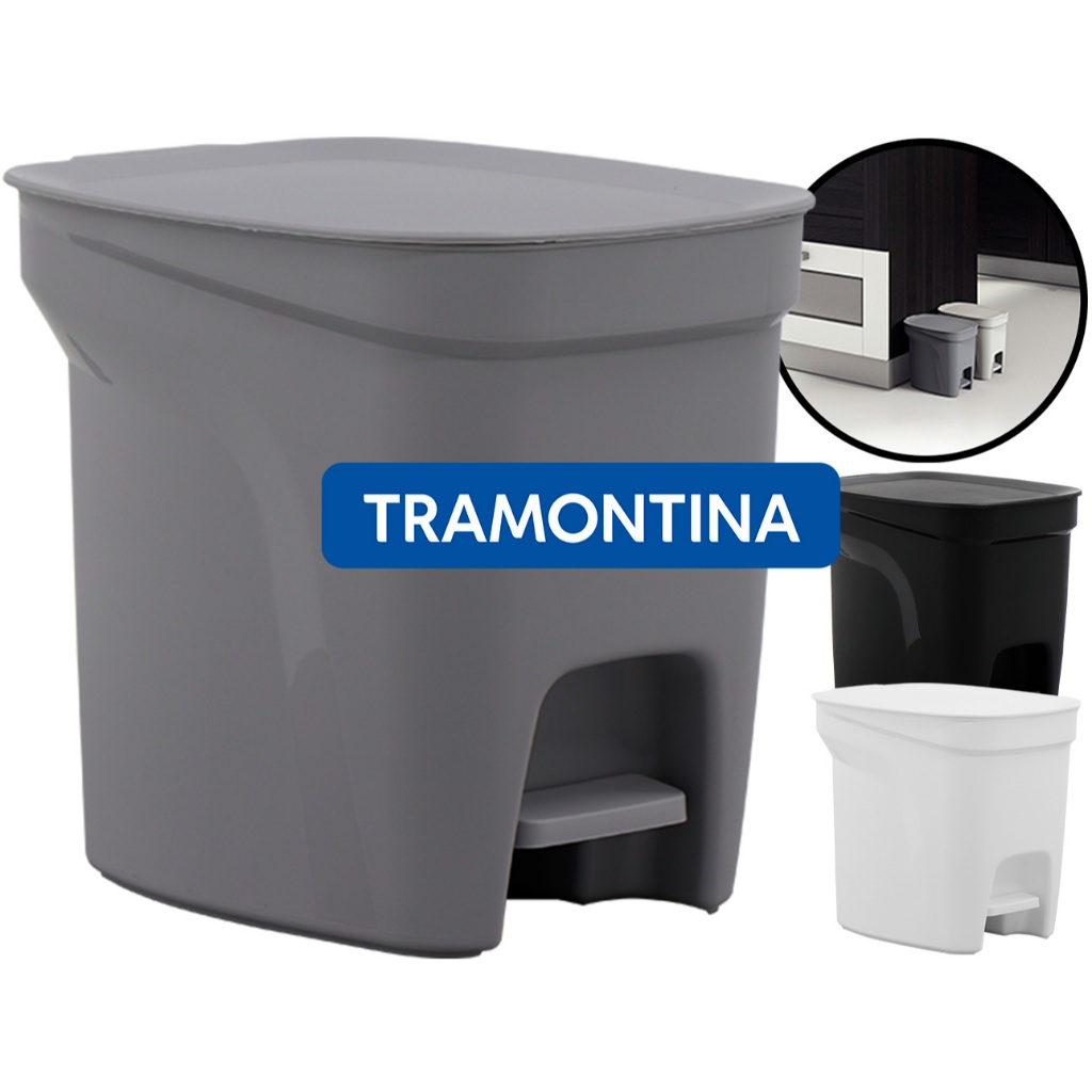 Lixo Lixeira 7 Litros Com Pedal P/ Lavabo Escritório Cozinha Banheiro Cesto Plástico Tramontina em Oferta na Shopee