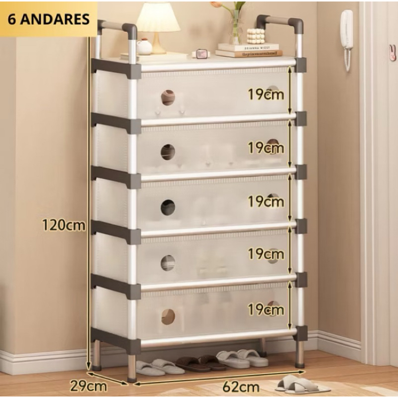 Sapateira Vertical Inox Luxo Sapateira Multiuso Para Calçados 6  Andares Organizador Armário de Sapato