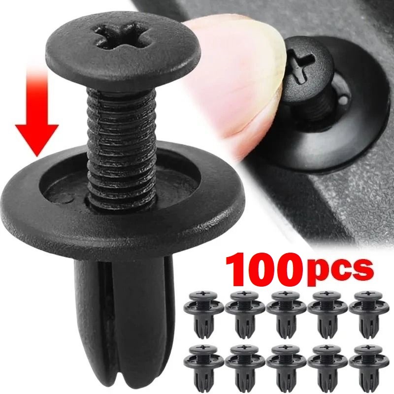 Pack 100 peças Fixadores Fender Parafuso Plástico Para-choque Carro Clip de Retentor