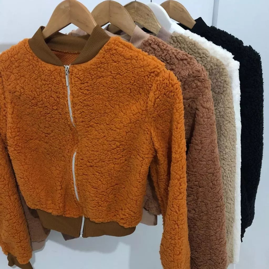 Jaqueta Feminina Casaco Teddy Blusa de Frio Feminina Blusa de Pelinho Modelo Cropped
