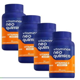 Kit Com 4 Frascos Vitamina D 2000UI Neo Quimica Com 30cpr Cada Total 120cpr