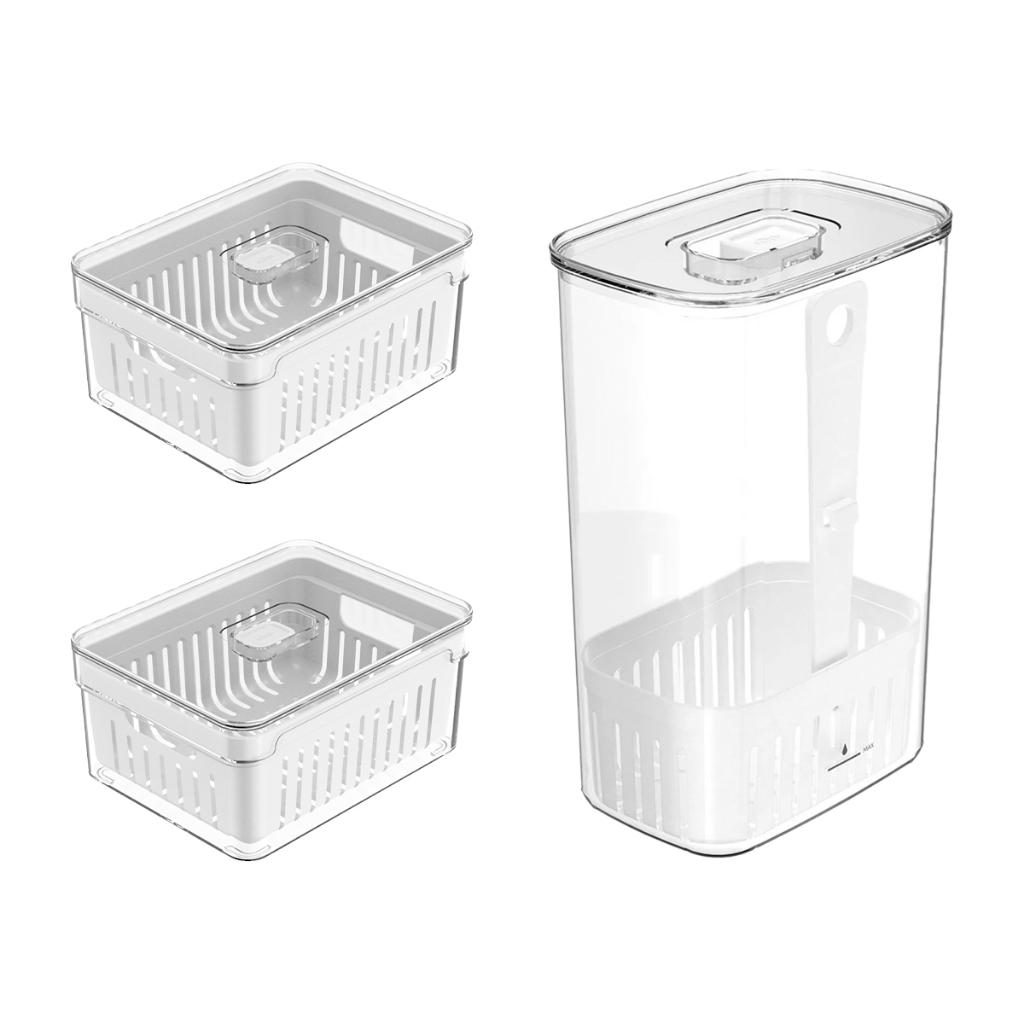 Kit Geladeira 2 Organizadores com Cesto 2,2L + Organizador de Temperos 2,3L KTE145 - Ou em Oferta na Shopee