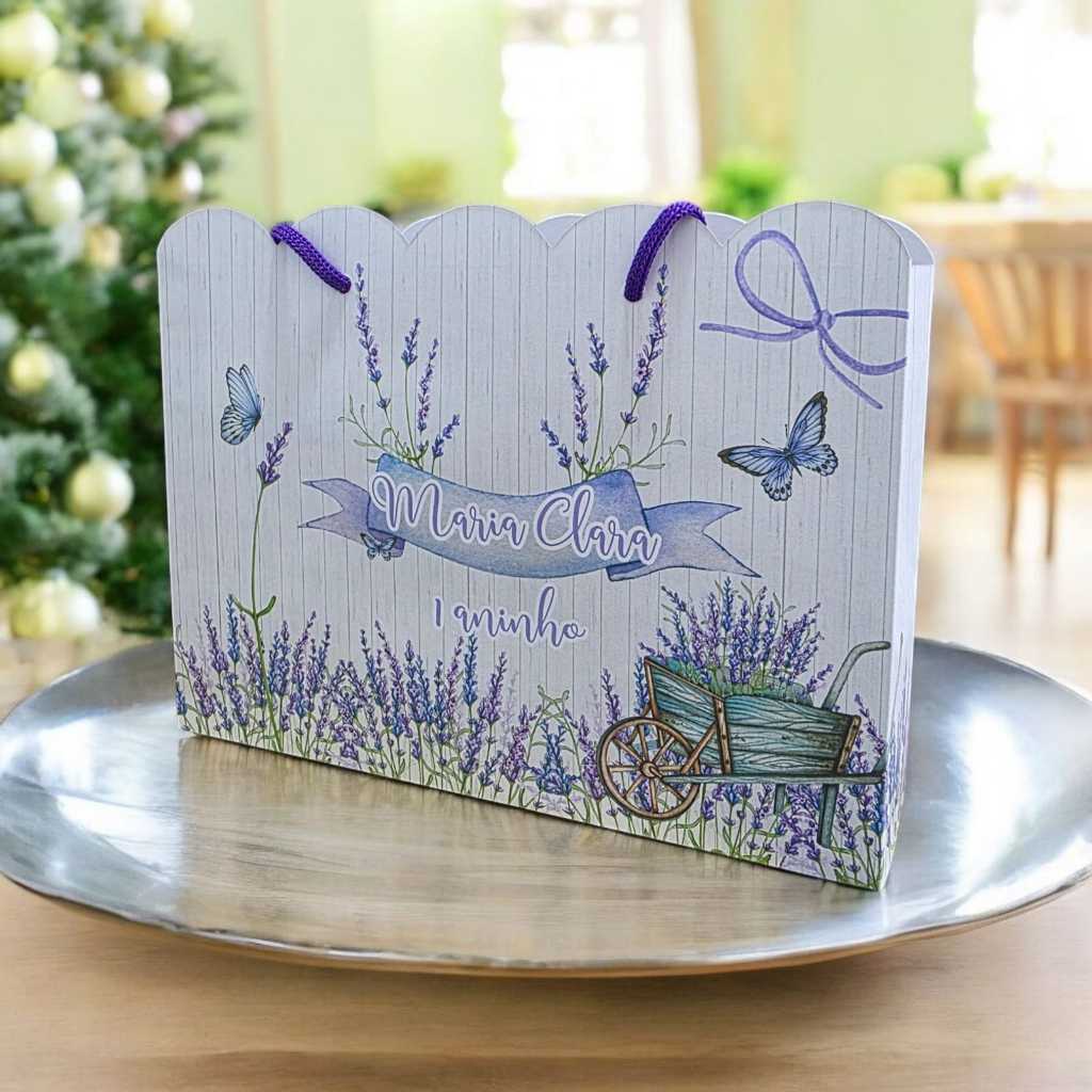 10 Sacolinhas Personalizadas Festa Jardim das Borboletas Lilas (20x15x5cm)